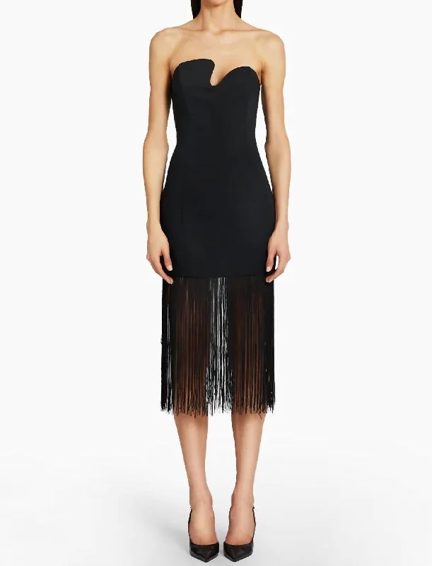 Women's Clothes And Garments Fringe Puzzle Dress In Black