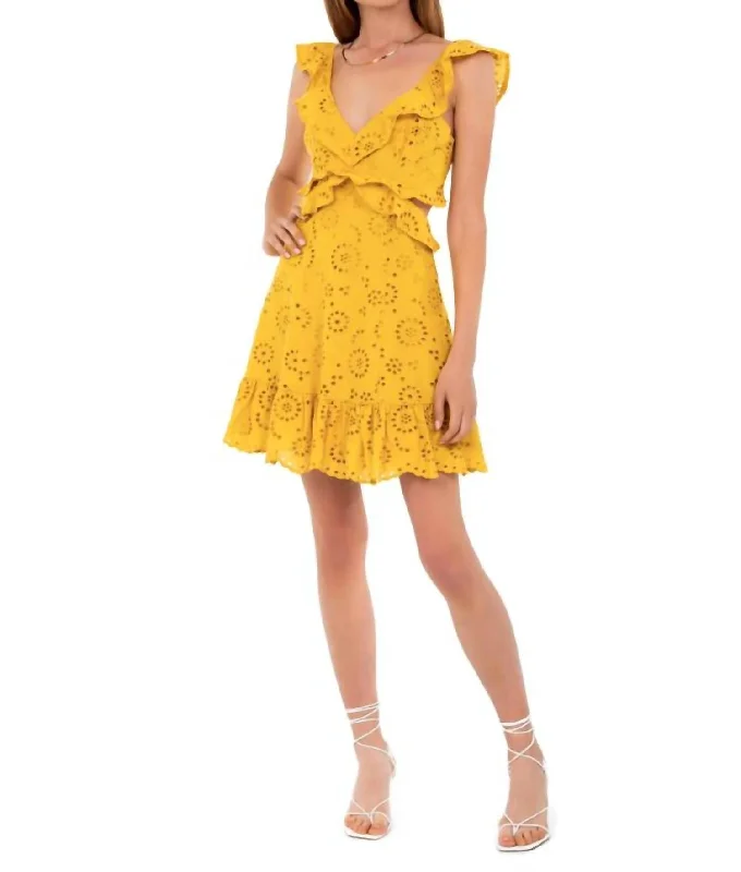 Women's Vacation Attire Elora Dress In Mustard