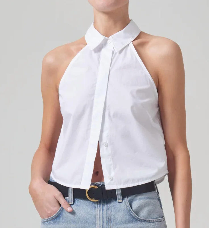 Sale For Women Adeline Sleeveless Shirt In Optic White