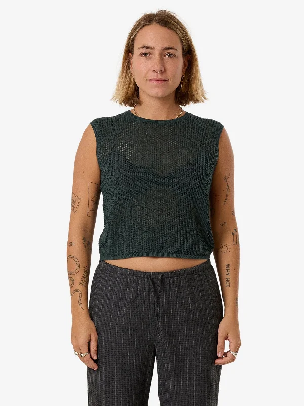 Stylish Women's Apparel Drop Needle Tank - Dark Jade