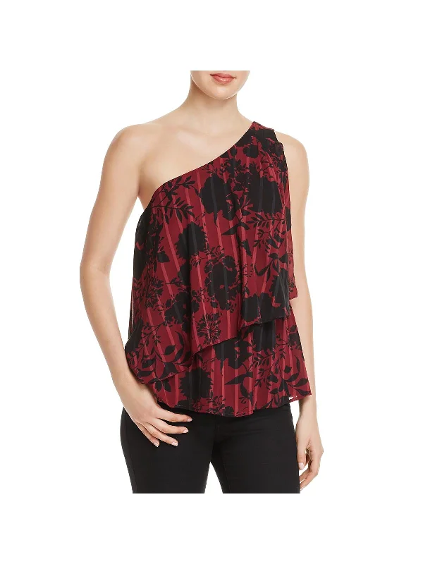 Women's Holiday Apparel Womens One Shoulder Floral Top