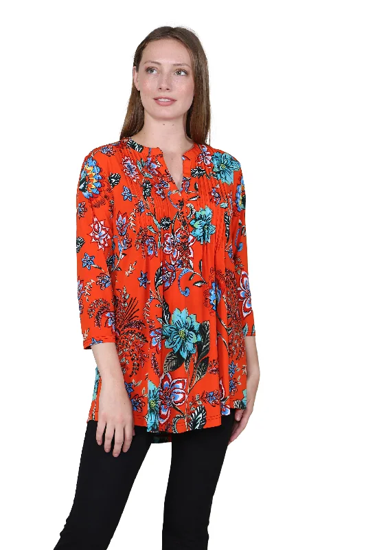 Clothes Sales La Cera Mandarin Floral Print Tunic