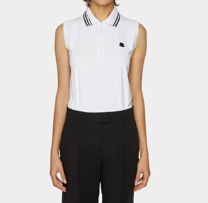 Women's Clothes Sleeveless Polo Shirt In White