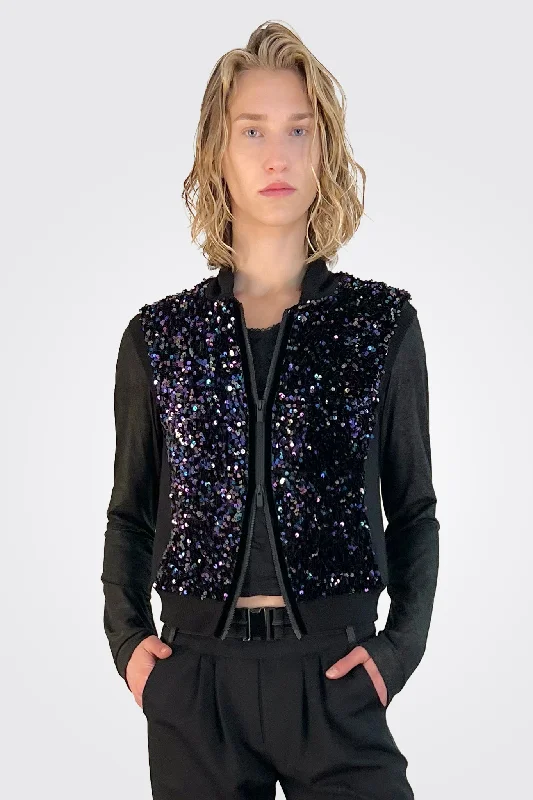 Women's Outfit Sequin Vest - Black Purple