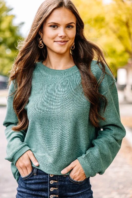 Charming Women's Holiday Apparel True To Form Green Corded Sweatshirt