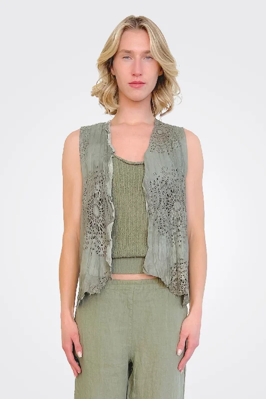 Flash Discount Lasercut Vest - Green