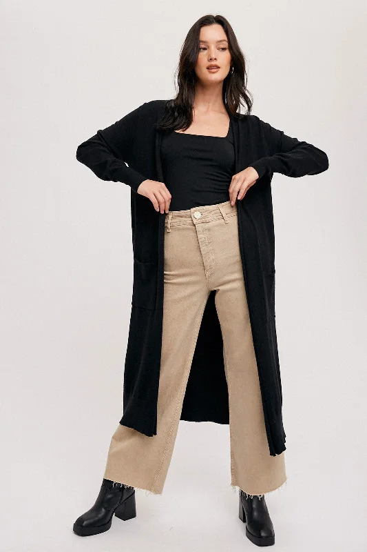 Fashion Essentials Black Long Cardigan