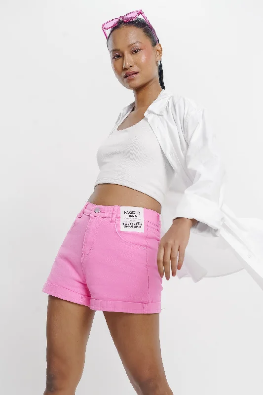 Online Boutiques Pink Denim Short