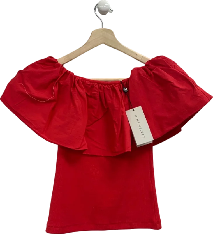 Discount Price Mint Velvet Red Off-Shoulder Top UK XS