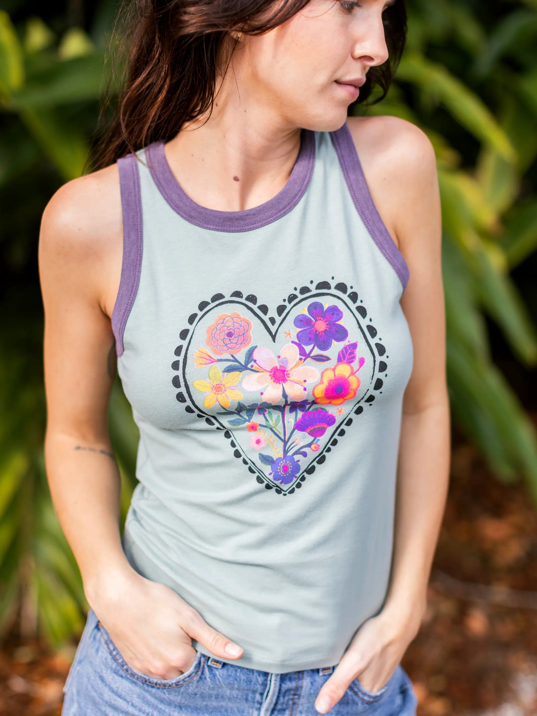 Elegant Styles Ringer Tank Top - Bay Heart