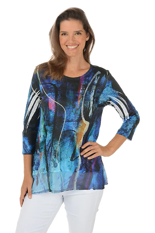 Formal Garments For Women Eclipse 3/4 Sleeve Chiffon Tunic