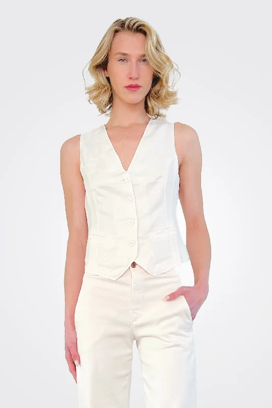 Elegant Women's Clothing Vest - White Sand