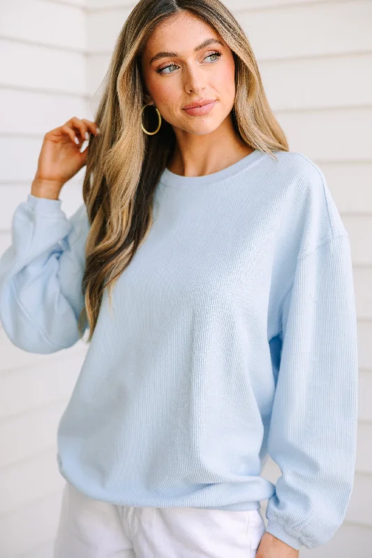 Stylish Women's Garments Get Together Light Blue Corded Sweatshirt