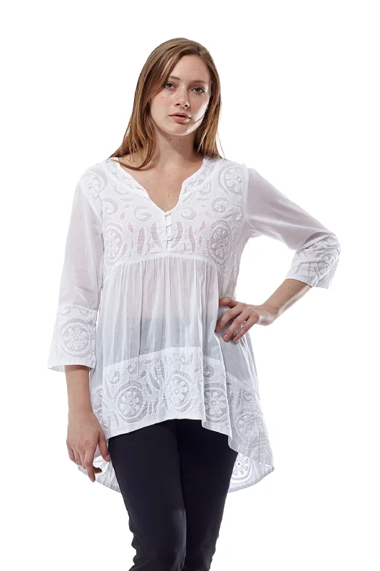 Fashion-forward Women's Wear La Cera Applique Trimmed Tunic Top