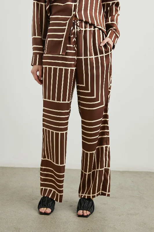 Stylish Women's Garments For Holidays DAMANI PANT - BROWN LINE ART