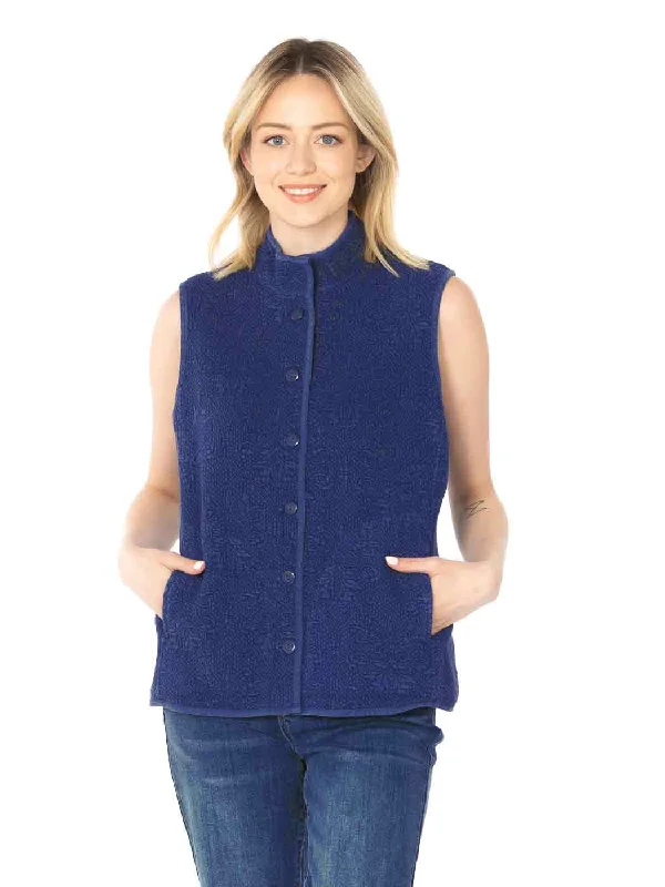 Outfits For Women Tianello TENCEL™ "Vine" Cotton Jacquard Sleeveless "Oxford" Vest Jacket with Side Pockets