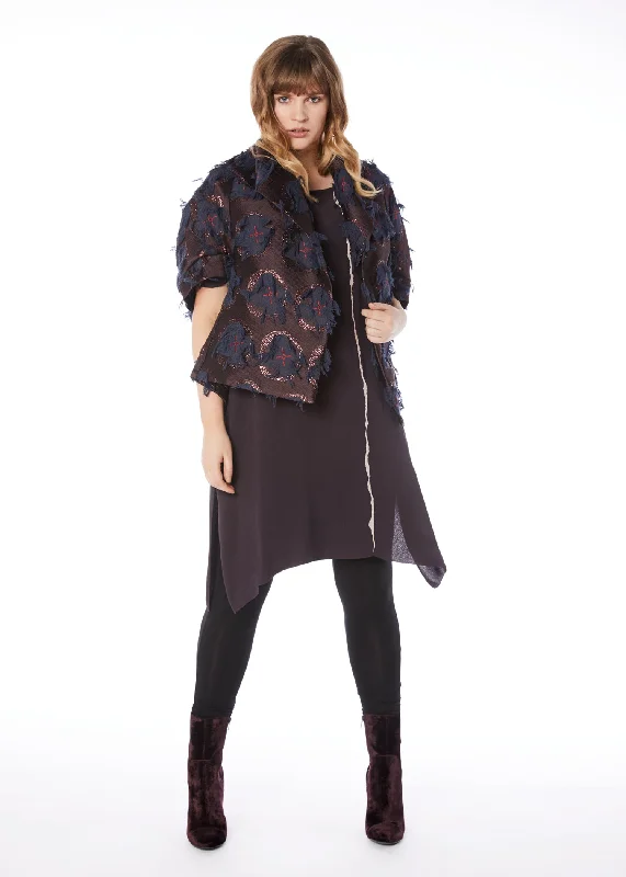 Boho Chic Fashion Peak Jacket - Mulled Wine