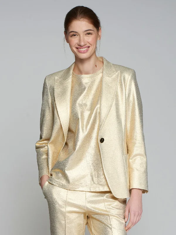 Athleisure Wear Hillary Metallic Stretch Jacket - Gold