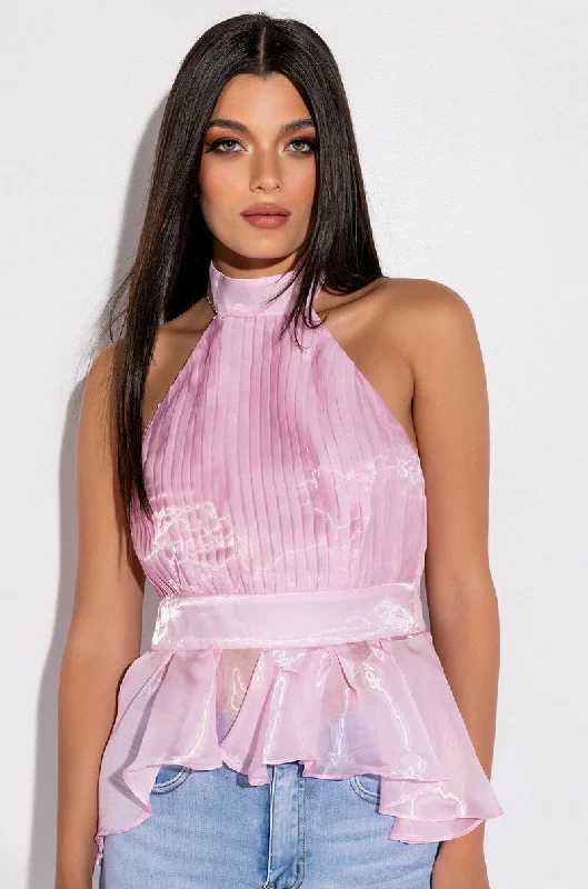 Trendy Boutiques Online NEXT DOOR SLEEVELESS PEPLUM ORGANZA BLOUSE