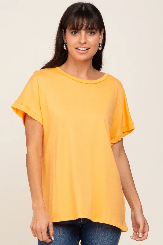 Women's Clothing Apparel Sets Orange Short Sleeve Top