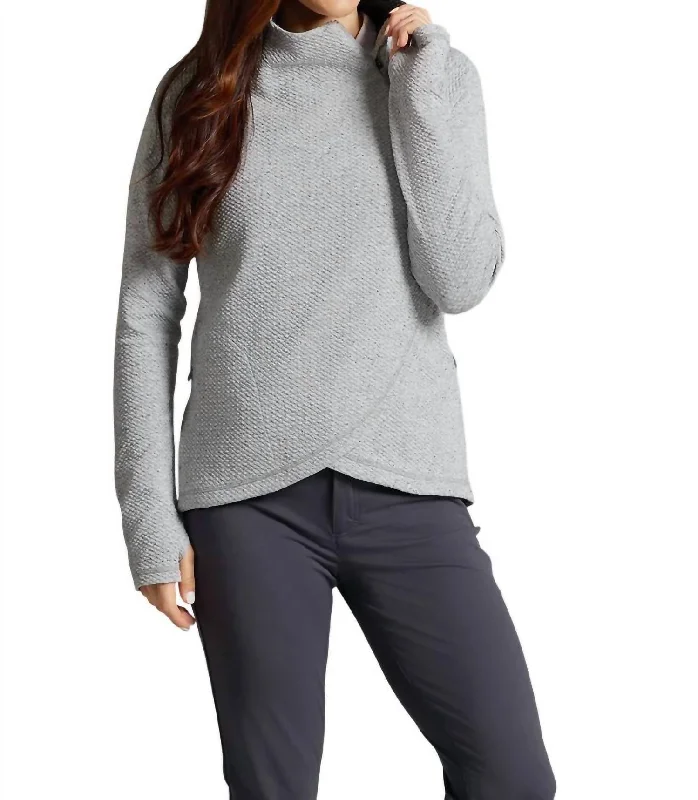 Women's Classic Attire Solid Popcorn Stitch Asymmetrical Zip Pullover In Oxford