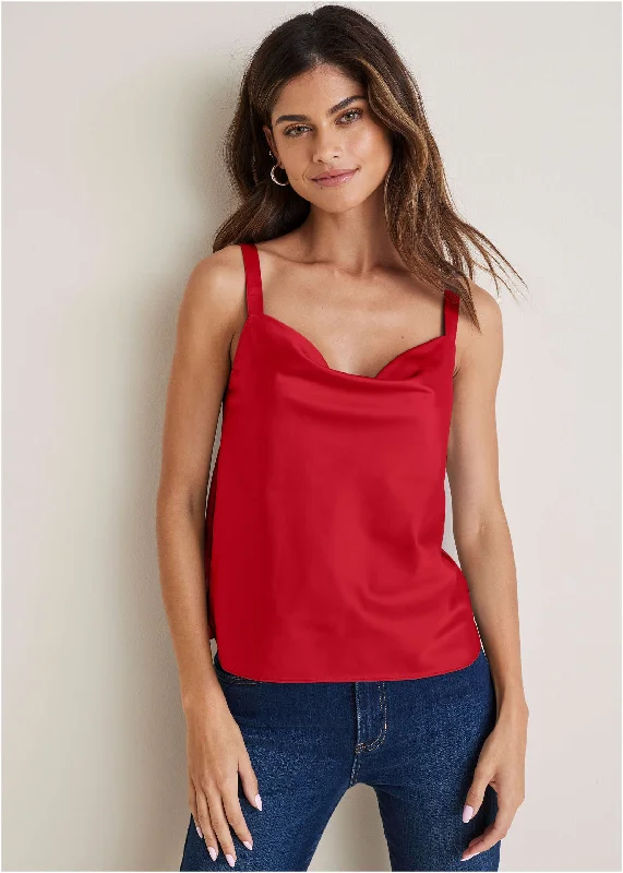 Charming Women's Garments Cowl Neck Tank - Red