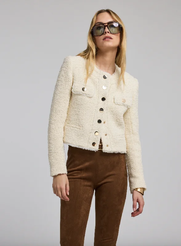 Sporty Streetwear Kennedi Tweed Jacket - Cream