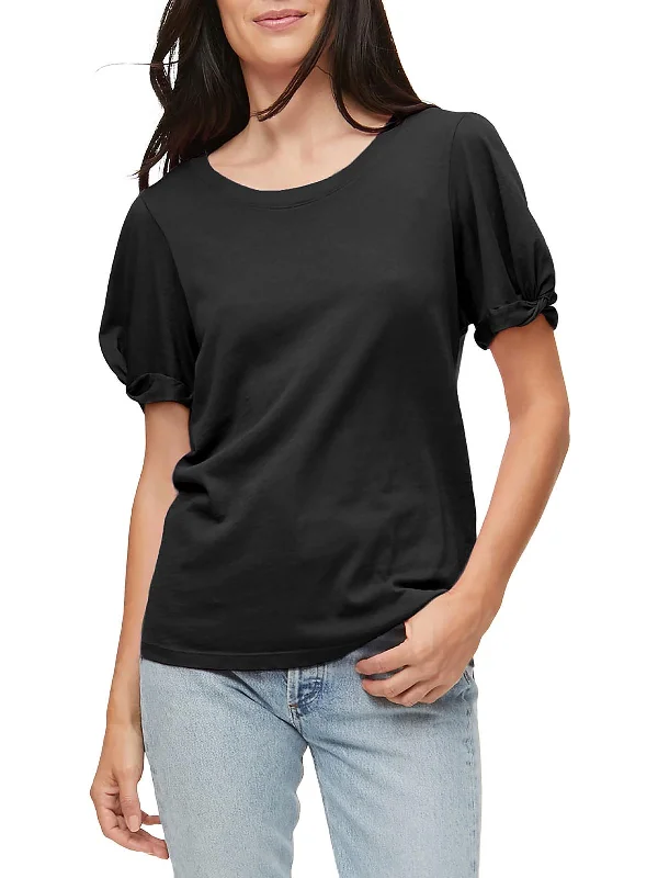 Athleisure Wear Ivy Womens Cotton Puff Sleeve Pullover Top