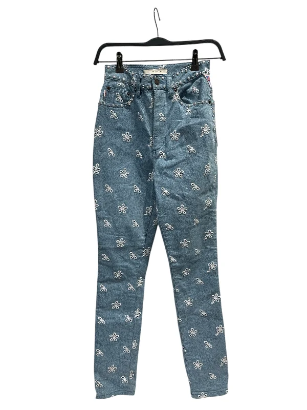 Women's Stylish Casual Garments MARC JACOBS/Skinny Pants/25/All Over Print/Denim/IDG/ALLOVER EMBROIDERED FLOWERS