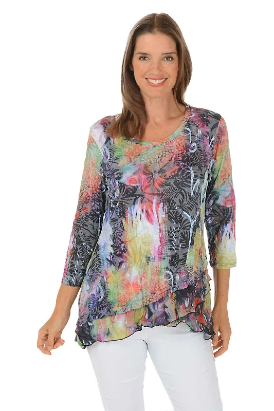 Women's Trendy Garments Rain Streaked Asymmetrical Crinkle Tunic