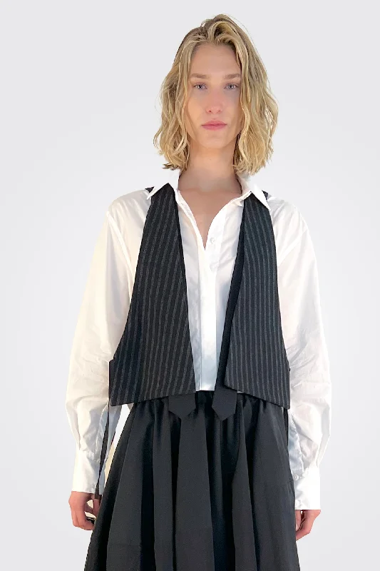 Women's Work Outfit Pinstripe Vest - Nero