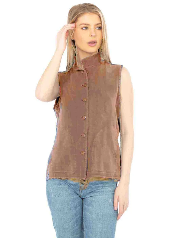 Women Wear Brands Tianello TENCEL™  Sleeveless "Oxford" Vest Jacket, Lined, & Side Pockets