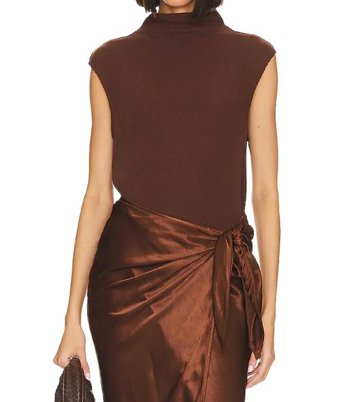 Online Shopping Boutiques Sleeveless Knit Turtleneck Top In Brown