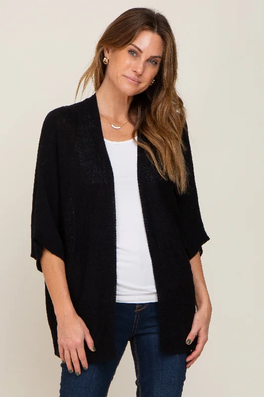 Online Boutique Clothing Black Dolman Short Sleeve Cardigan