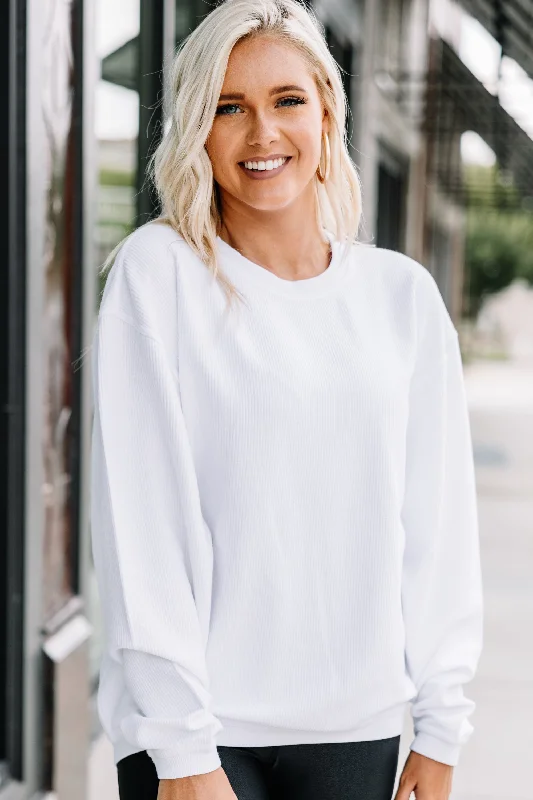 Women's Athletic Apparel You're So Classic White Corded Sweatshirt