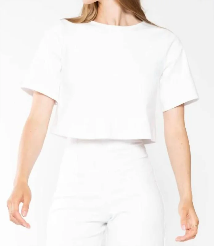 Clothing Woman Ponte Knit Short Sleeve Extended In White