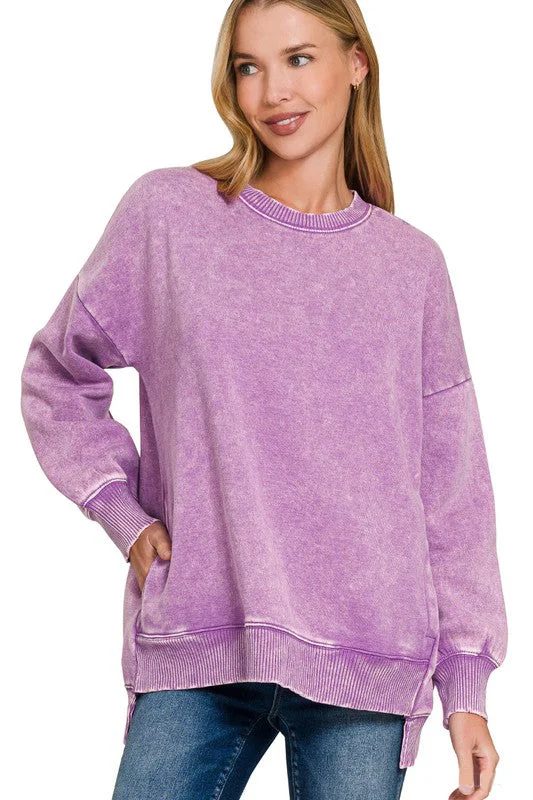 Everyday Fashion Mineral Wash Pocket Sweatshirts - 3 Colors!