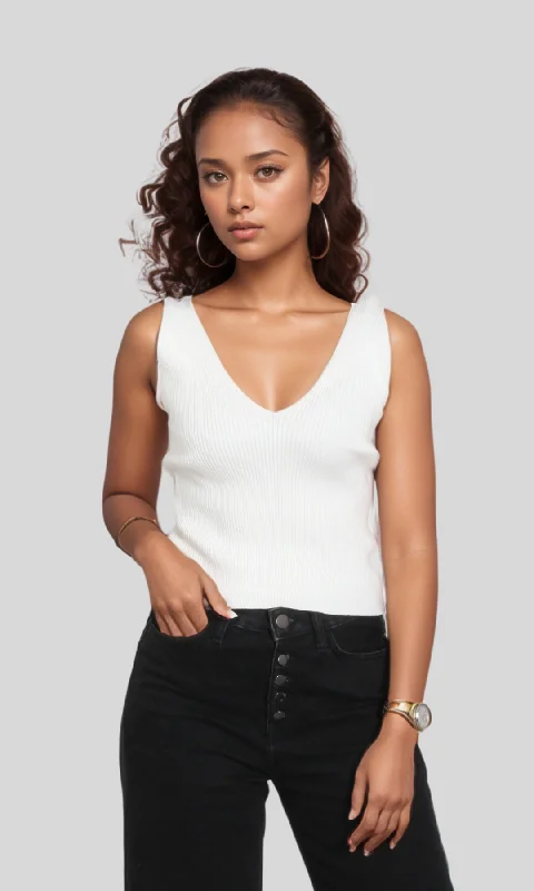 Affordable Online Boutique Women Fitted Knit Top (Off-White)