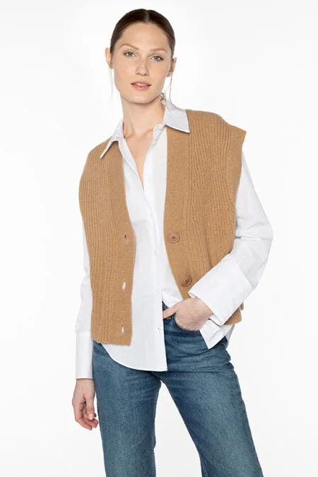 Women's Formal Event Outfit Kinross Cashmere Rib Button Vest