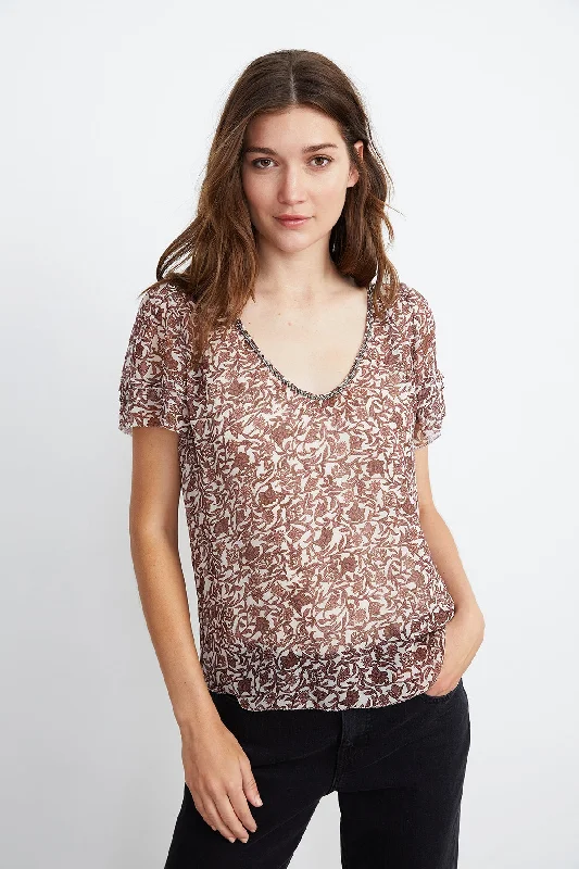 Affordable Women's Clothing Sale Online TRACIA SCOOP NECK PRINTED BLOUSE