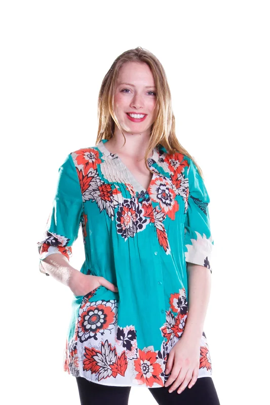 Stylish Women's Clothes for Work and Play Pop Art Floral Release Print Tunic