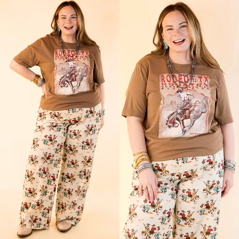 City Fashion XOXO Art & Co | Rodeo Poster Short Sleeve Graphic Tee in Vintage Brown