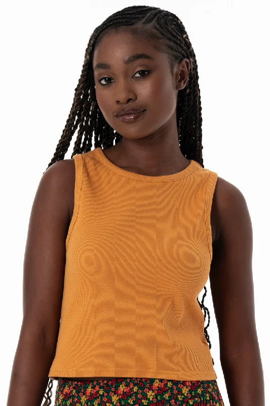 Affordable Luxury Women's Apparel Ribbed Tank Top _ 153835 _ Ochre