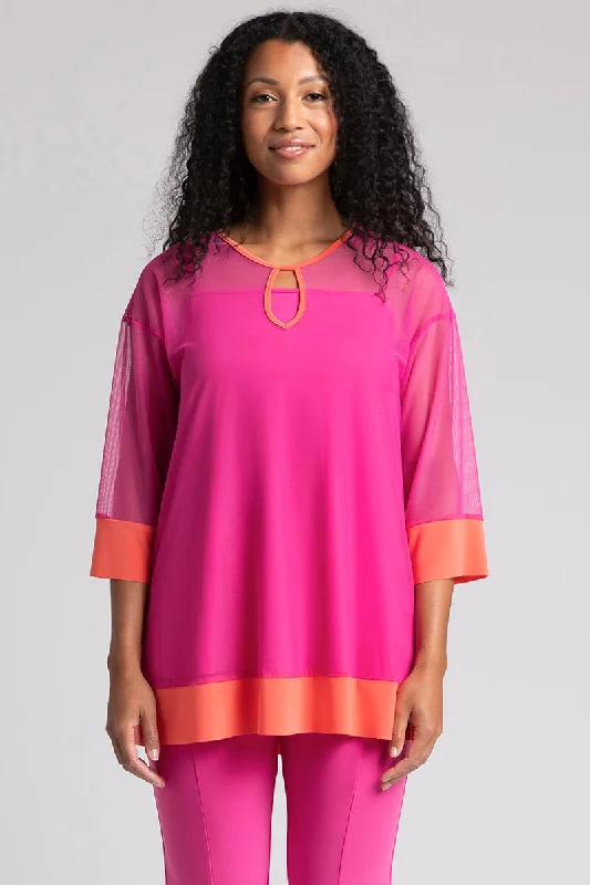 Women's Clothing for Every Season and Trend Mesh Keyhole Tunic | Peony