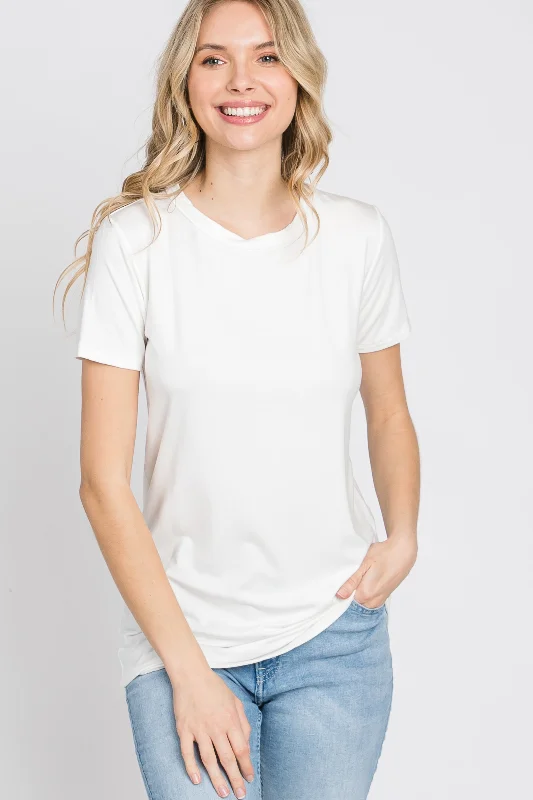 Women's Fashion-Forward Apparel White Basic Short Sleeve Top