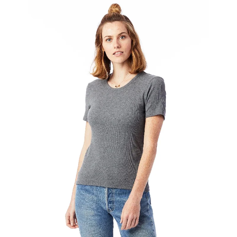 Casual Chic Mia Slinky Rib Crew T-Shirt (Ash Heather)