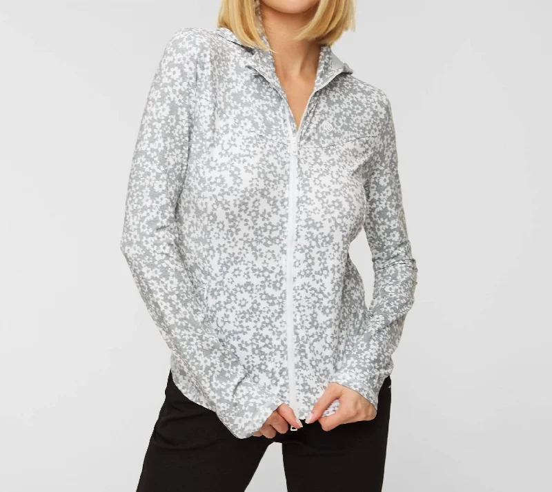 Women's Tailored Outfit Floral Print Full Zip Hoodie In Heather Grey