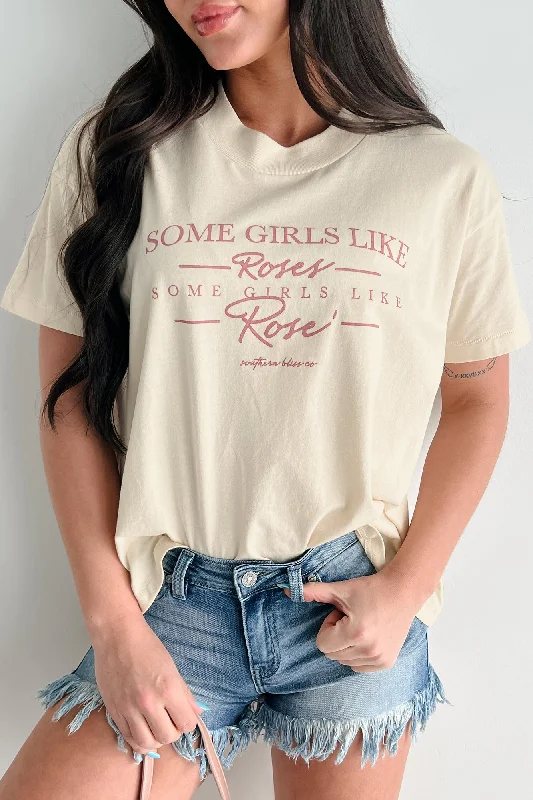 Women's Activewear Garments "Some Girls Like Roses" Graphic T-Shirt (Sand)