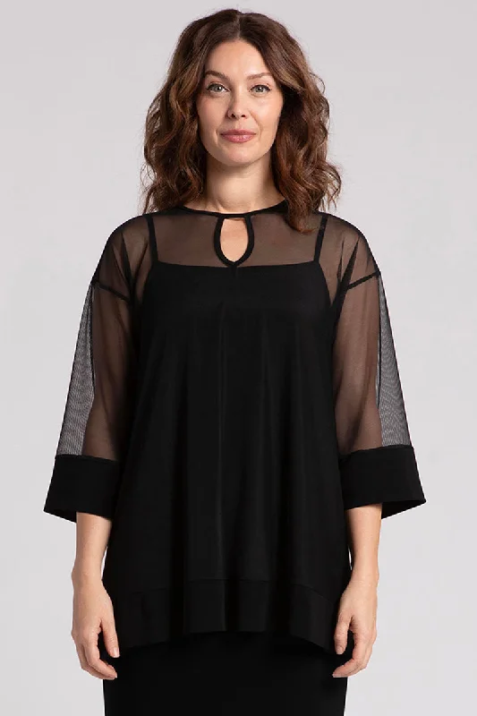 Versatile Women's Clothing for All Occasions Mesh Keyhole Tunic | Black