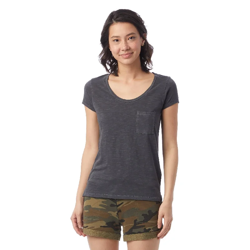 Casual Chic Favorite Washed Slub T-Shirt (Coal)